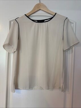 Banana Republic Cream Blouse with Black Trim